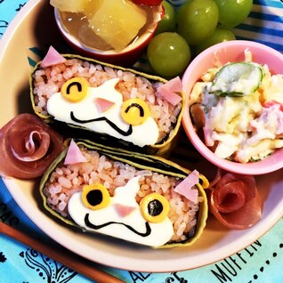 キャラ弁☆簡単☆ジバニャンなオムライスおにぎらず